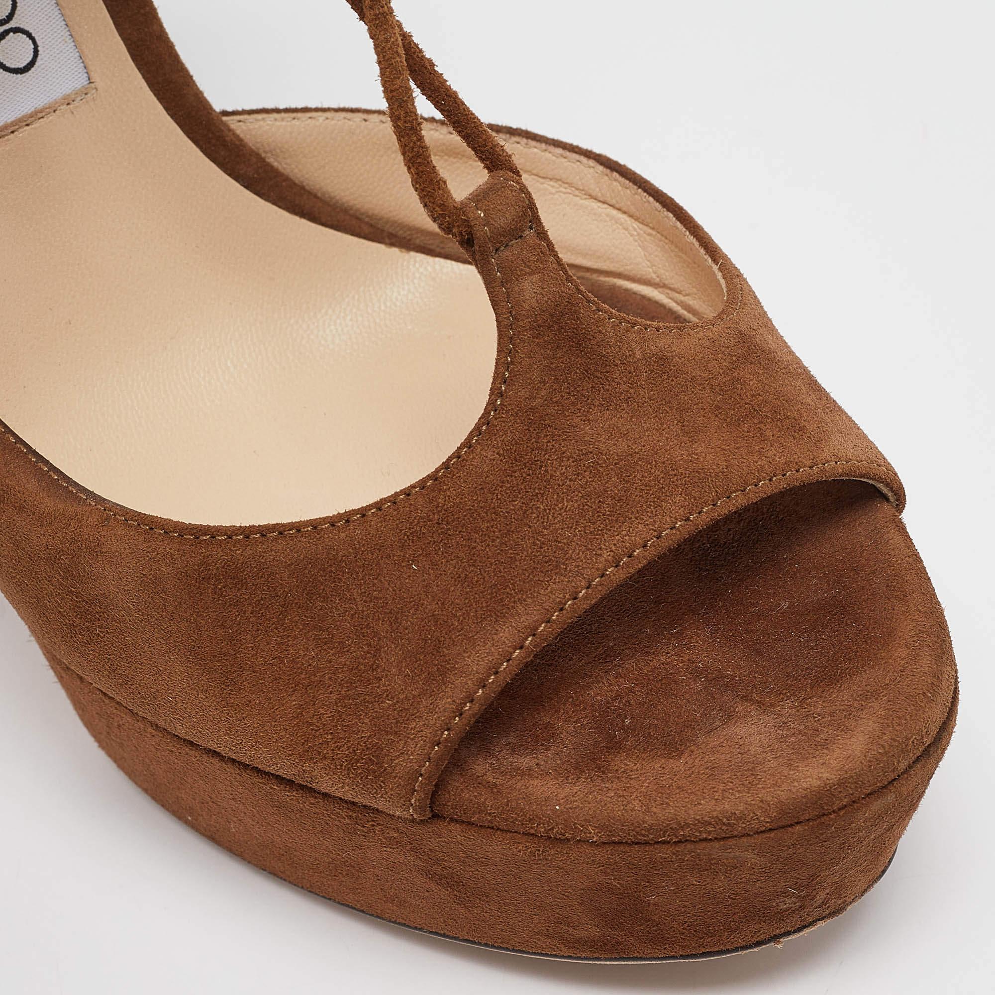 Jimmy Choo Brown Suede Ankle Strap Sandals Size 39 For Sale 3