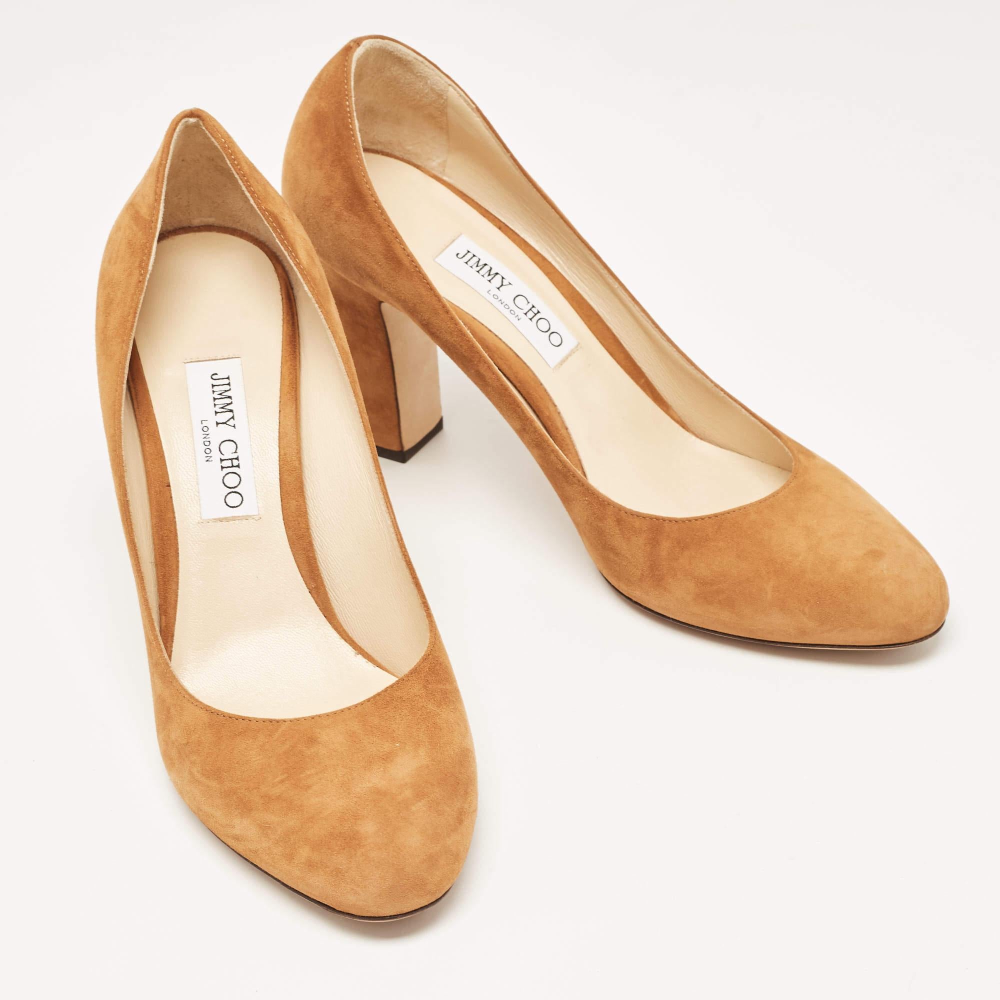 Jimmy Choo Brown Suede Billie Round Toe Pumps Size 42 For Sale 2