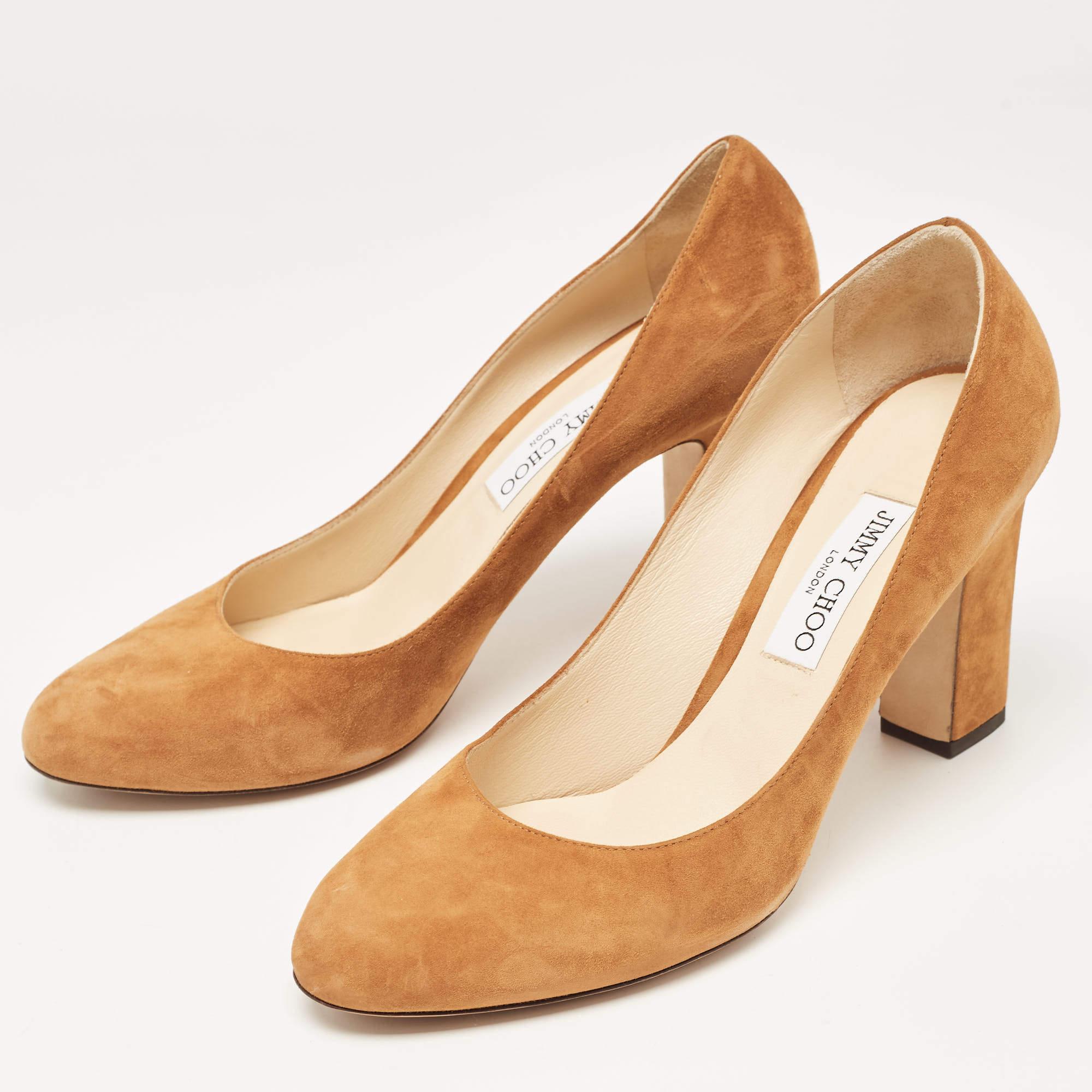 Jimmy Choo Brown Suede Billie Round Toe Pumps Size 42 For Sale 3