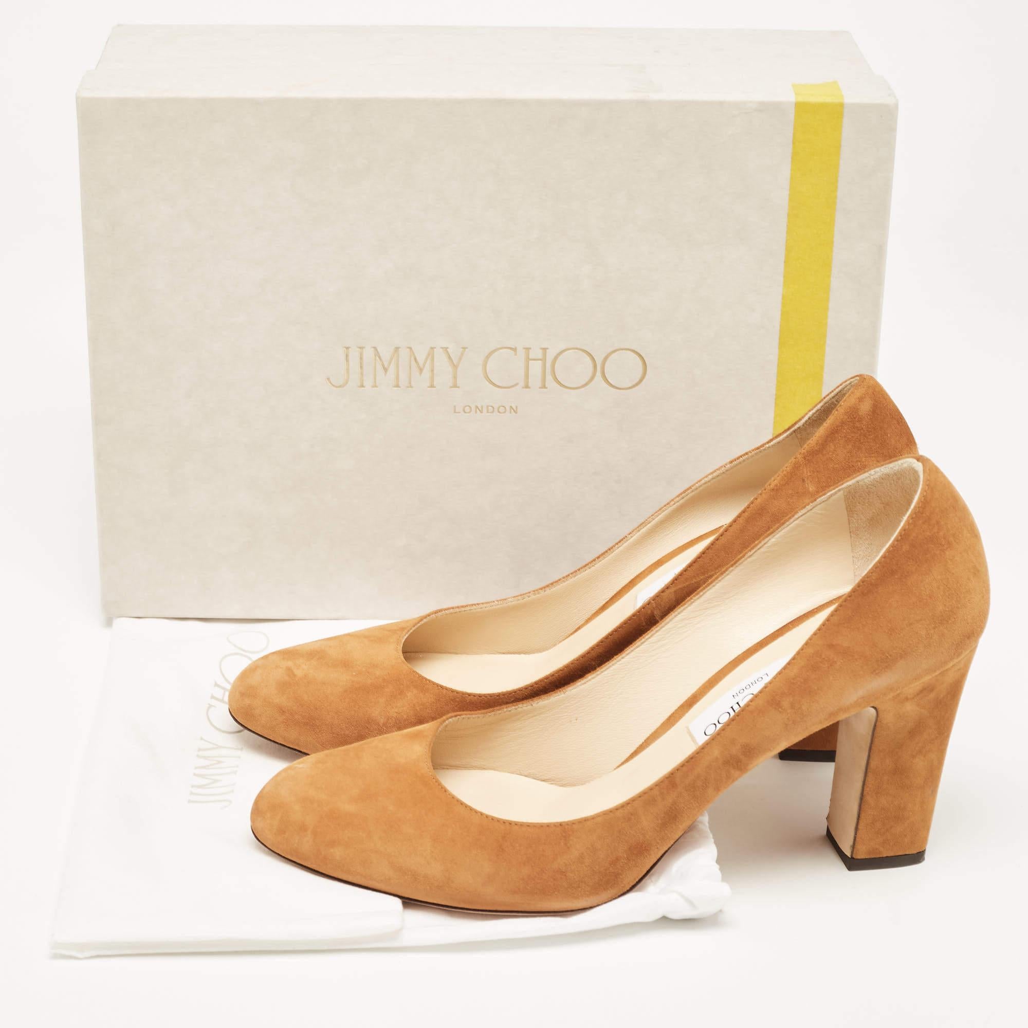 Jimmy Choo Brown Suede Billie Round Toe Pumps Size 42 For Sale 4