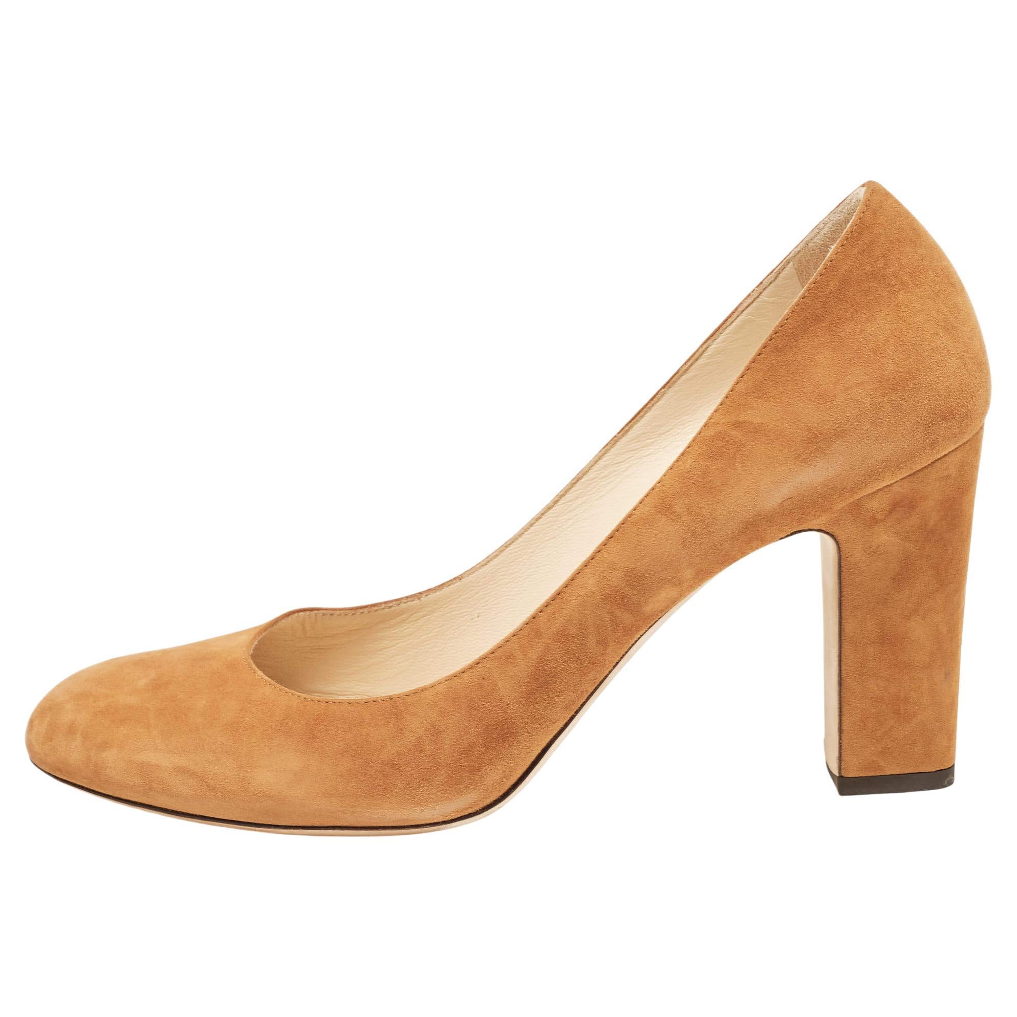Jimmy Choo Brown Suede Billie Round Toe Pumps Size 42 For Sale