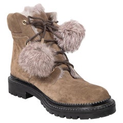 Jimmy Choo Brown Suede Combat Ankle Boots Size IT 38.5