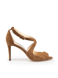 Jimmy Choo Brown Suede Emily Cut-Out Heels Size IT 37