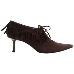 Jimmy Choo Brown Suede Fringe Ankle Boots