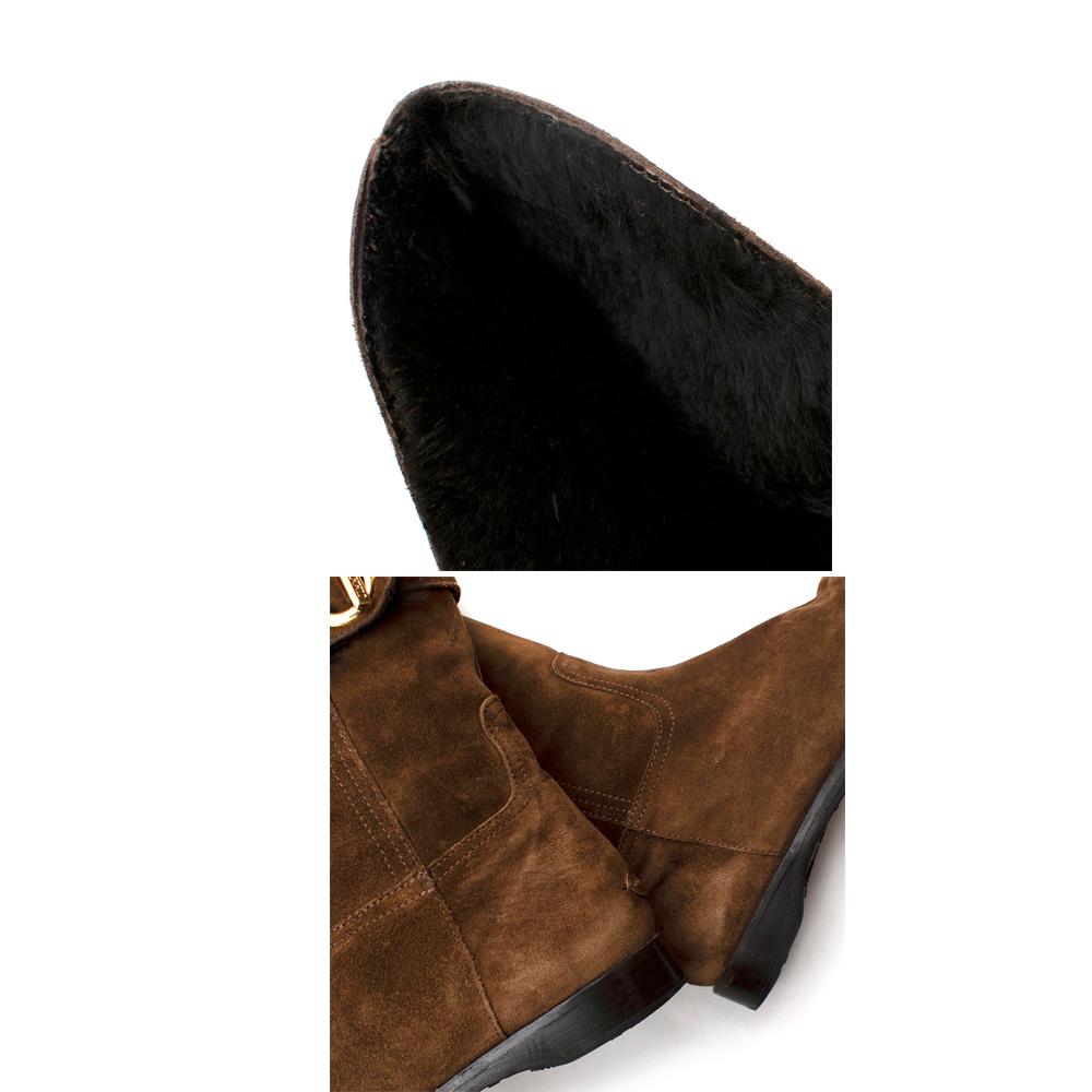 Jimmy Choo Brown Suede Fur Lined Flat Boots - Size EU 36 In Excellent Condition For Sale In London, GB