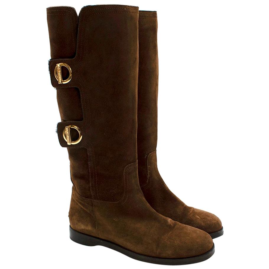 brown suede boots flat