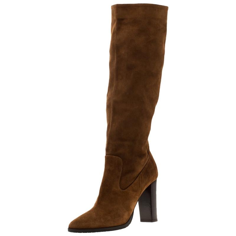 Jimmy Choo Brown Suede Honor Knee Length Boots Size 39