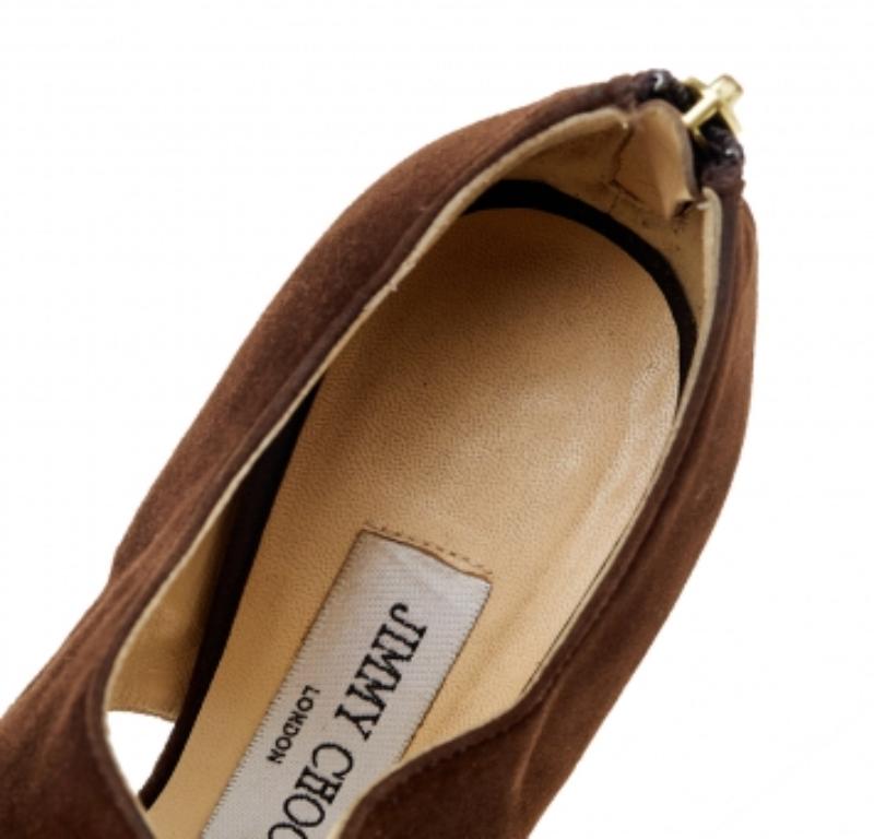 De las mujeres Jimmy Choo Sandalias con puntera abierta de ante marrón Lagoon Talla 37.5 en venta
