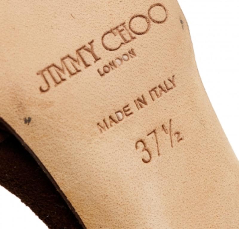 Jimmy Choo Sandalias con puntera abierta de ante marrón Lagoon Talla 37.5 en venta 2