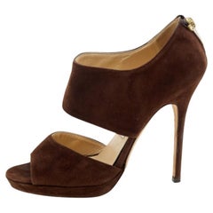 Jimmy Choo Sandalias con puntera abierta de ante marrón Lagoon Talla 37.5