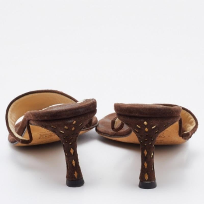 De las mujeres Jimmy Choo Sandalias de ante marrón con corte láser talla 37 en venta