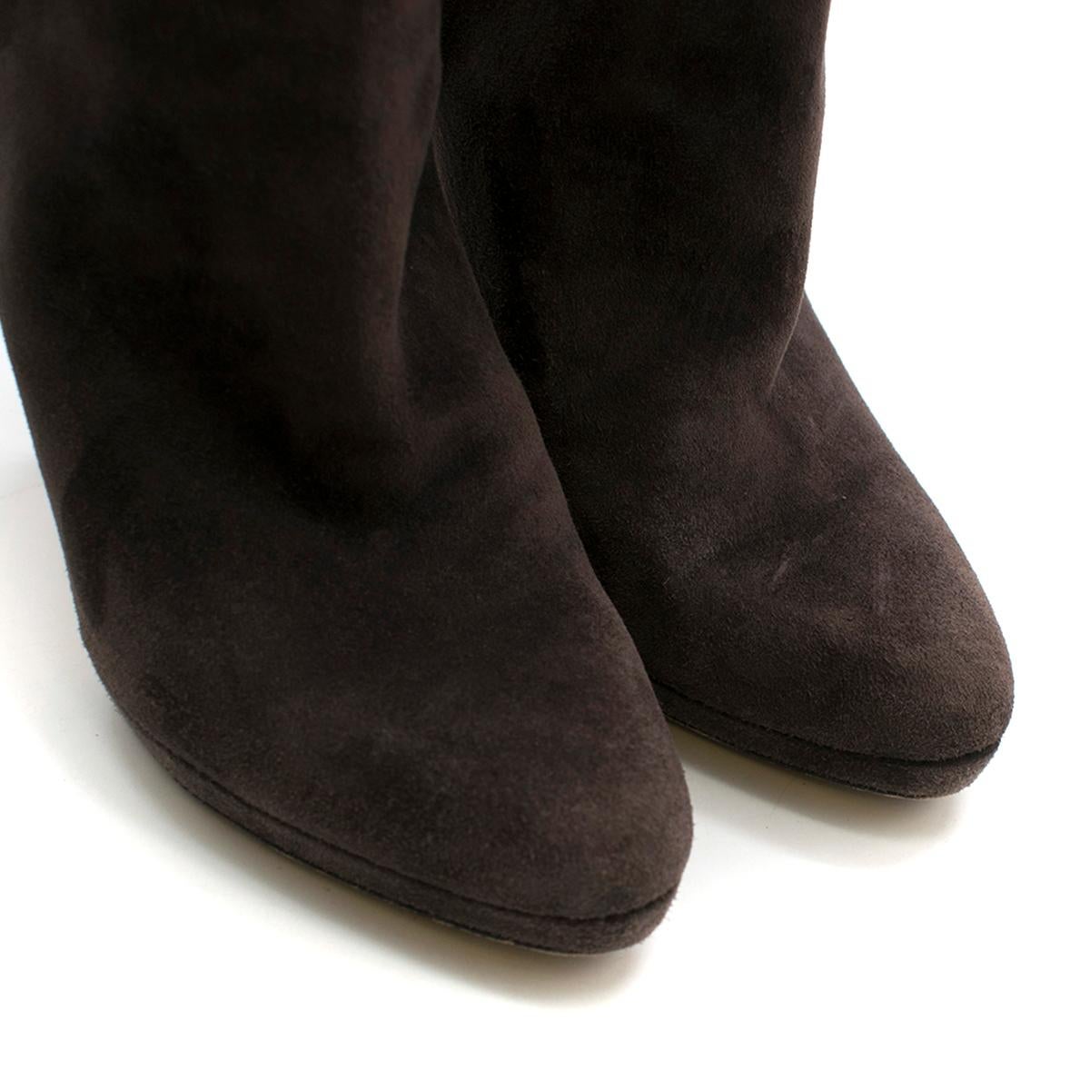 Jimmy Choo Brown Suede Over-the-Knee Boots Size 38.5 In Excellent Condition In London, GB