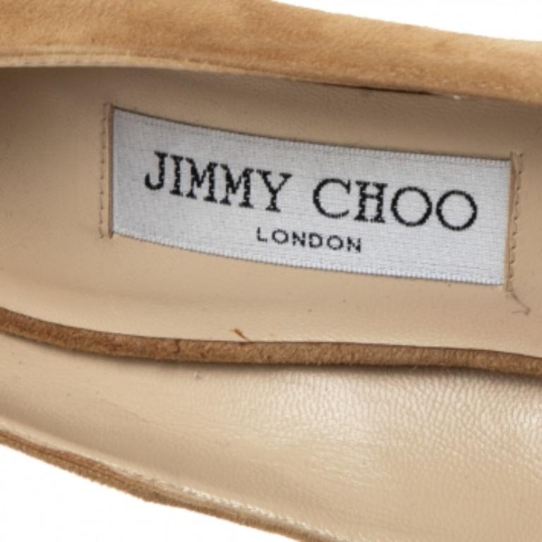 De las mujeres Jimmy Choo Brown Suede Peep Toe Platform Pumps Size 39 en venta