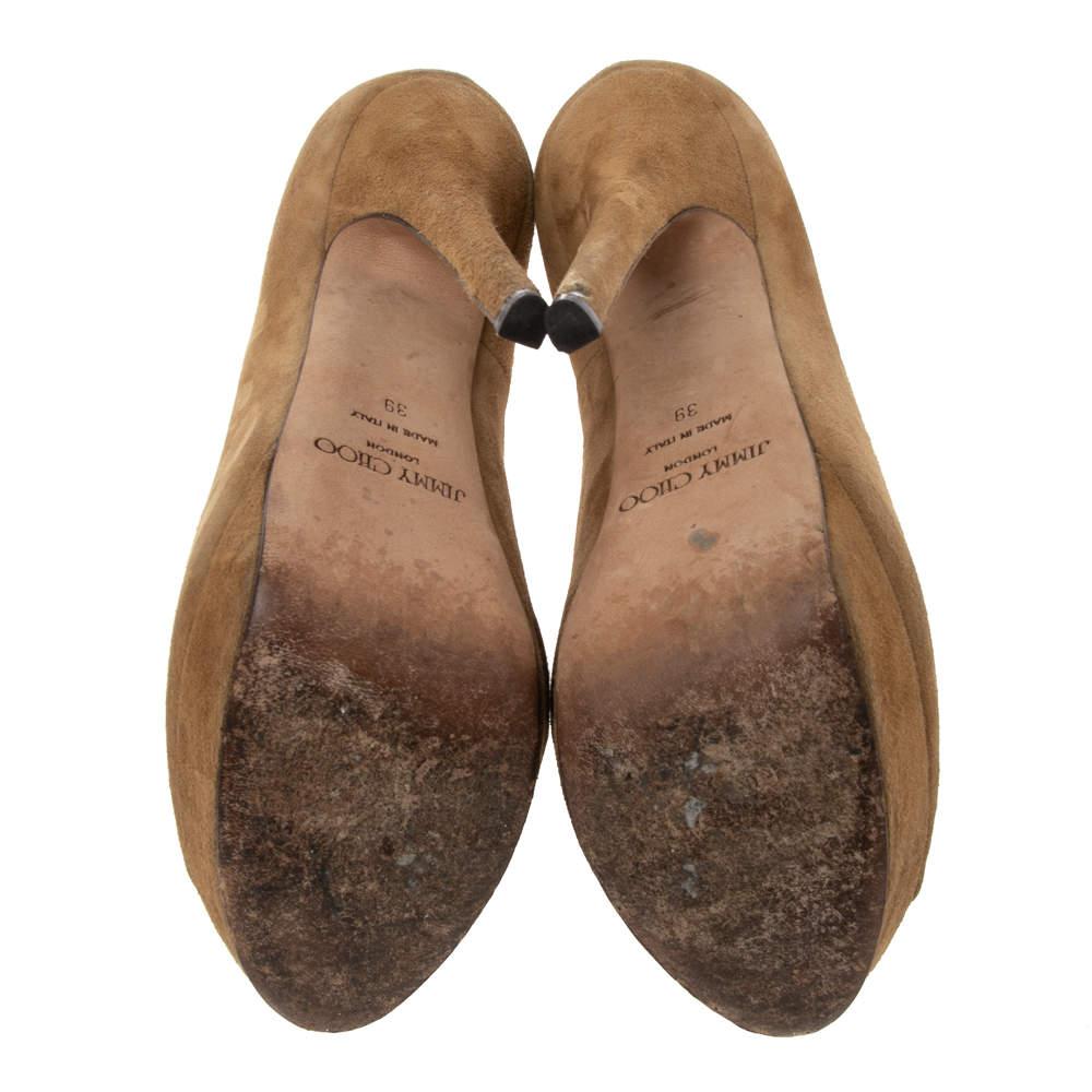 Jimmy Choo Brown Suede Peep Toe Platform Pumps Size 39 2