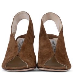 JIMMY CHOO brown suede SHAR PEEP-TOE SLINGBACKS Pumps Shoes 35 fit 35.5
