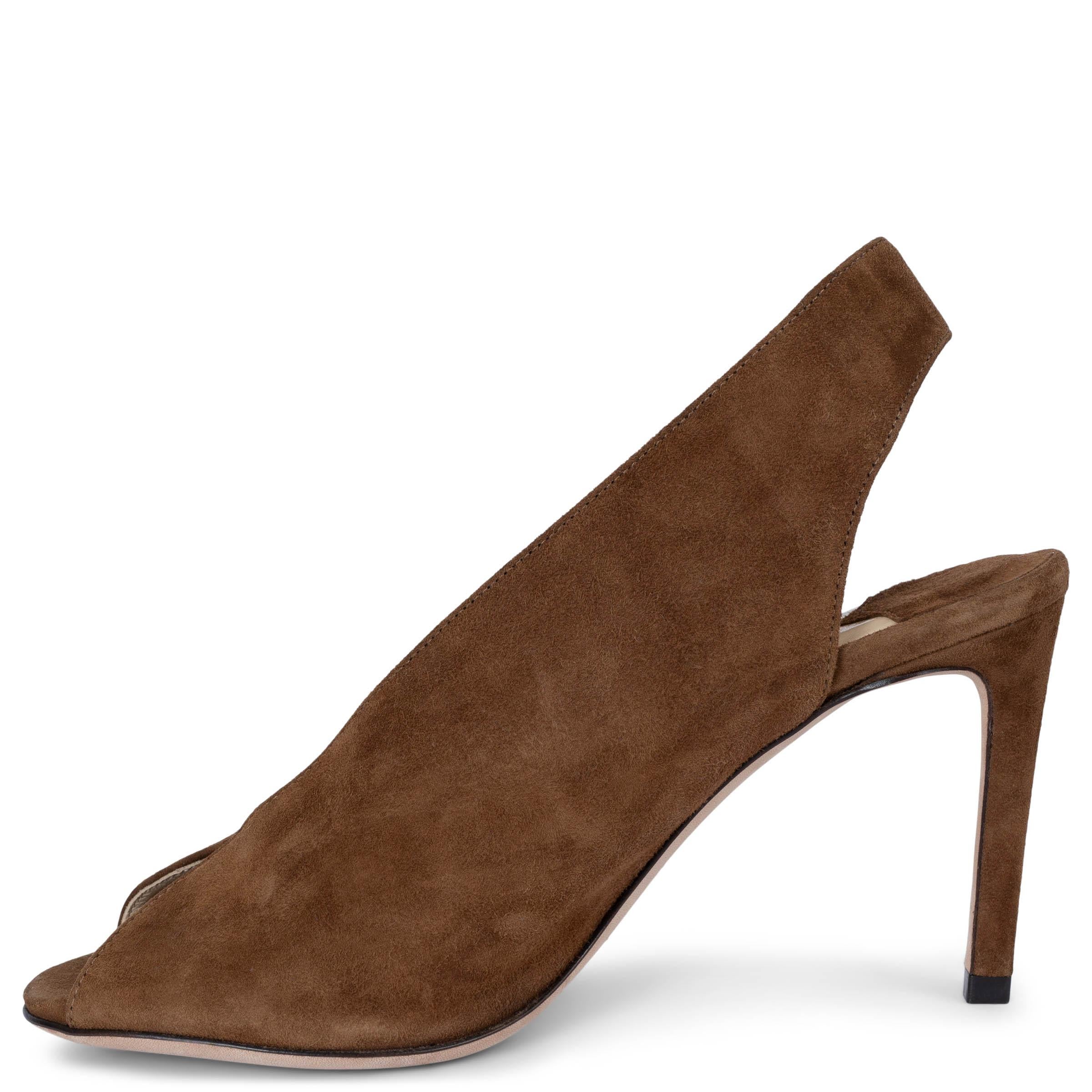 Brown JIMMY CHOO brown suede SHAR PEEP-TOE SLINGBACKS Pumps Shoes 35 fit 35.5 For Sale