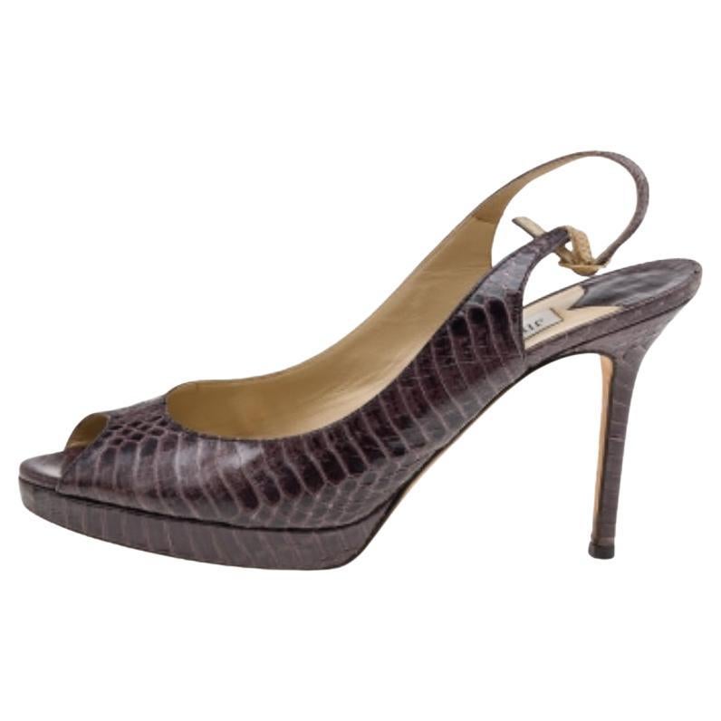 Jimmy Choo Brown Wasserschlange Peep-Toe Sandalen Größe 38