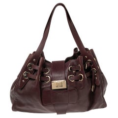 Jimmy Choo Burgundy Leather Ramona Tote Bag