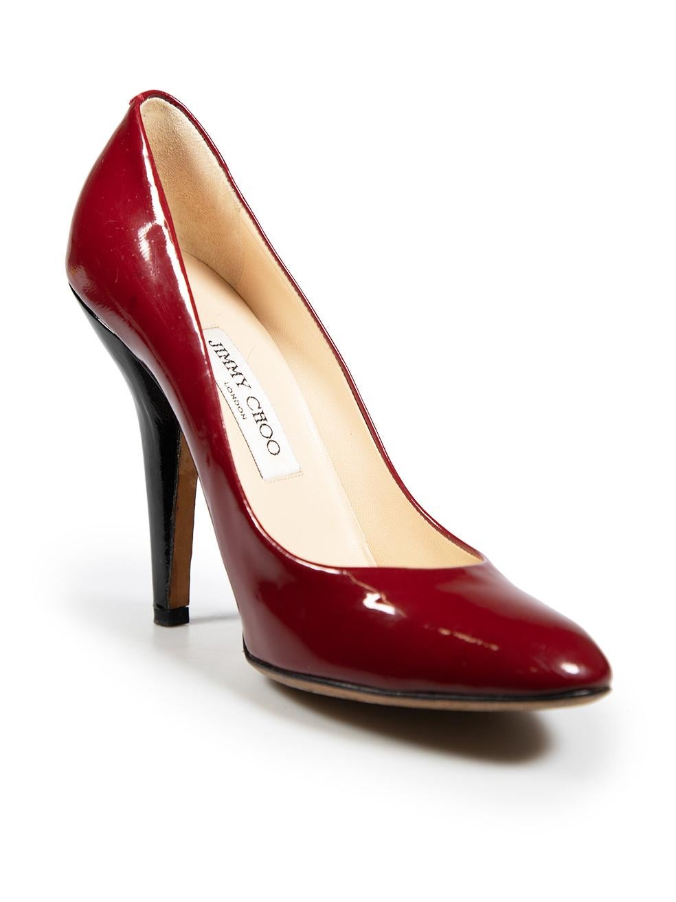 CONDITION is Good. Minor wear to heels is evident. There is light discolouration along the insoles. The left shoe has areas of black markings across the surface. There are abrasions along the surfaces of both shoes. There is an abrasion along the