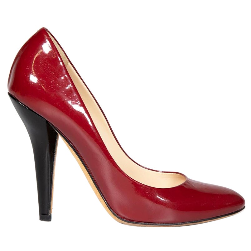 Jimmy Choo Burgundy Patent Almond Toe Pumps Size IT 38.5