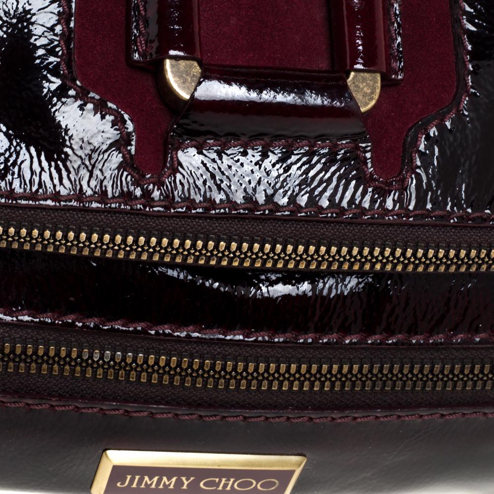 Jimmy Choo Burgundy Patent Leather and Suede Mave Foldover Clutch 3
