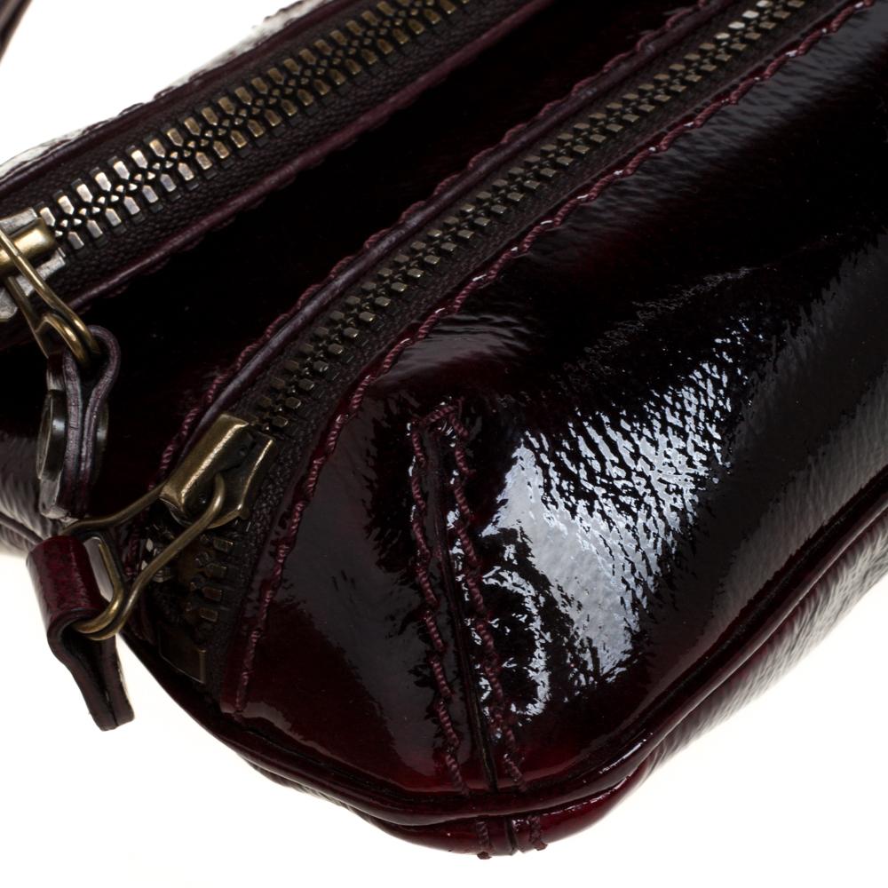 Jimmy Choo Burgundy Patent Leather and Suede Mave Foldover Clutch 5