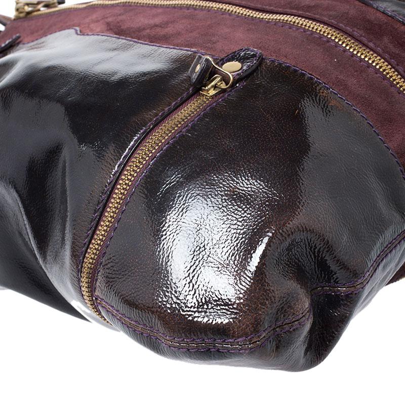Jimmy Choo Burgundy Patent Leather and Suede Mona Tote 4