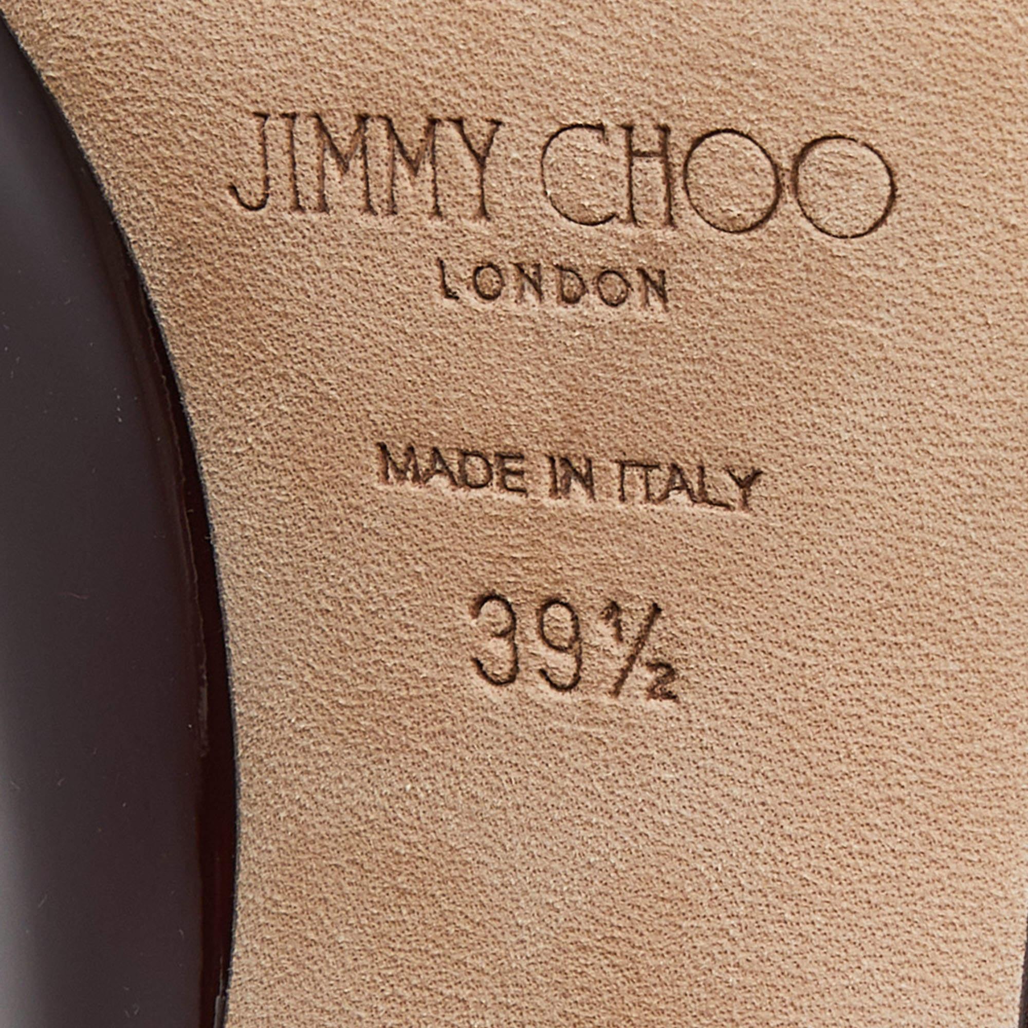Jimmy Choo Burgundy Patent Leather Bing Mules Size 39.5 3