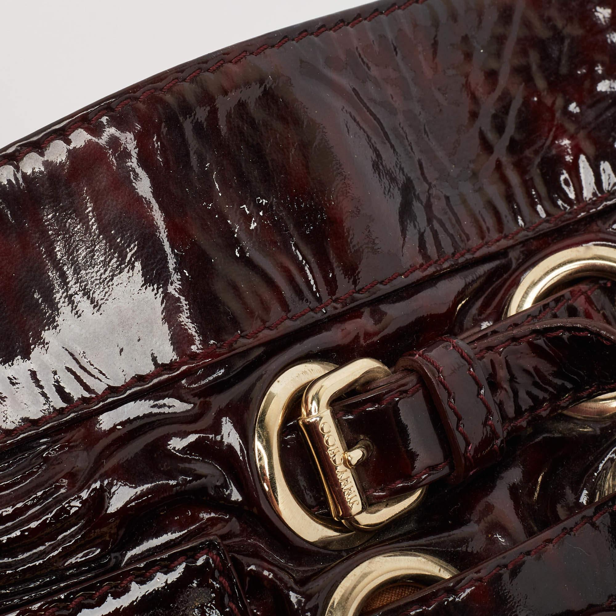 Jimmy Choo Burgundy Patent Leather Oversized Rio Chain Clutch 2