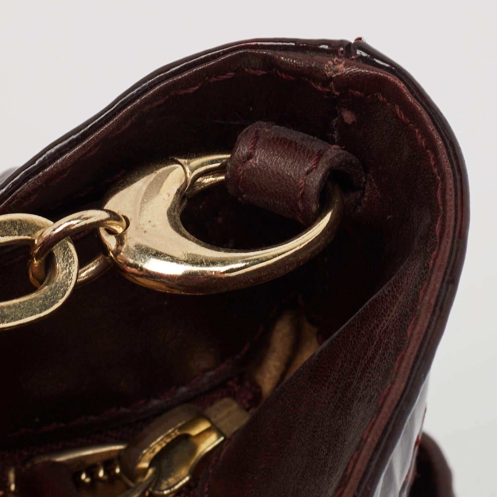 Jimmy Choo Burgundy Patent Leather Oversized Rio Chain Clutch 3