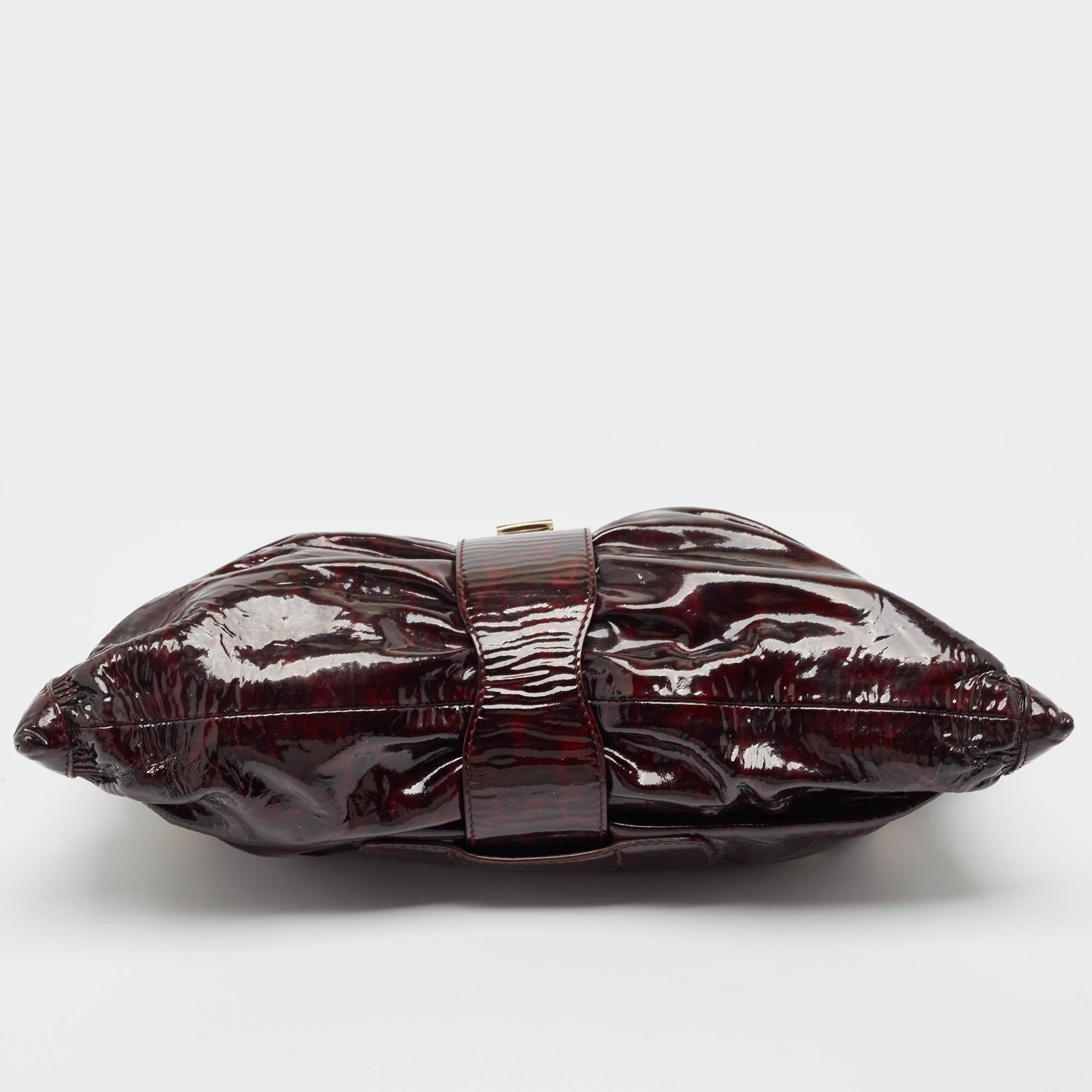 Jimmy Choo Burgundy Patent Leather Oversized Rio Chain Clutch 4