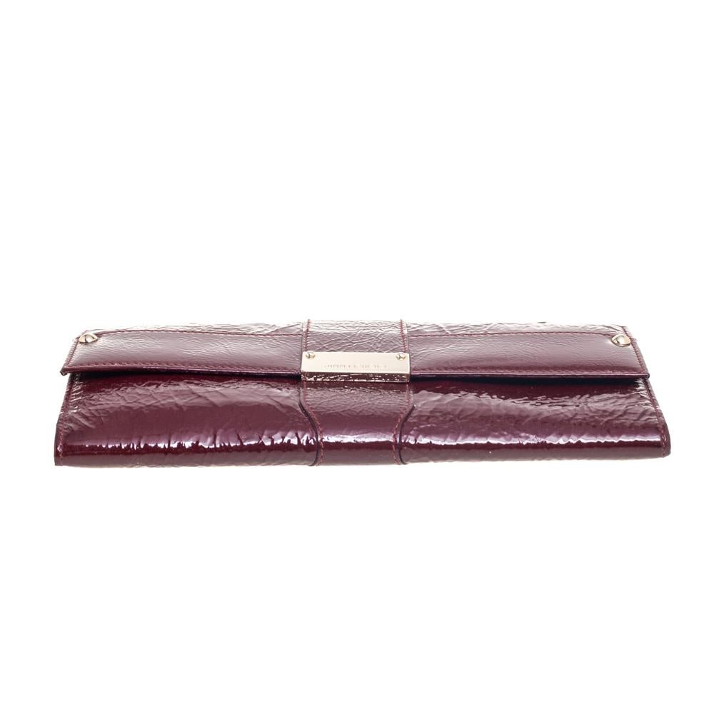 Jimmy Choo Burgundy Patent Leather Reese Clutch 1