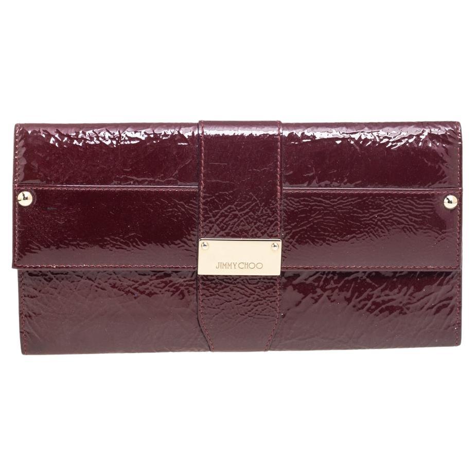 Jimmy Choo Burgundy Patent Leather Reese Clutch