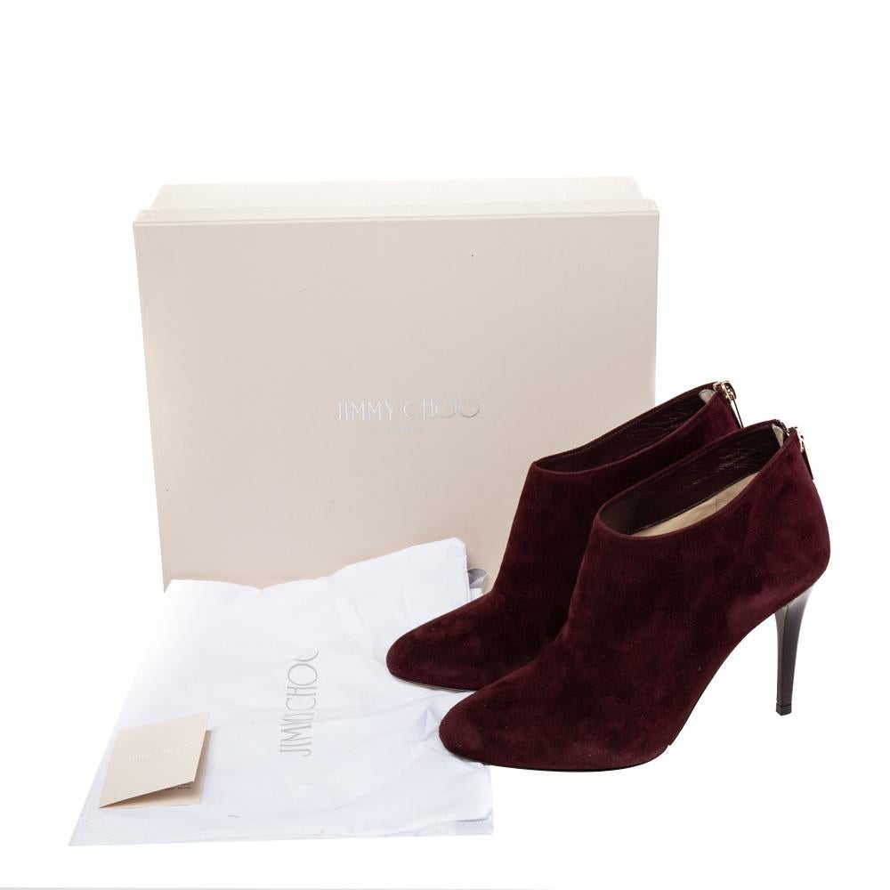 Women's Jimmy Choo Burgundy Suede Ankle Boots Size 37