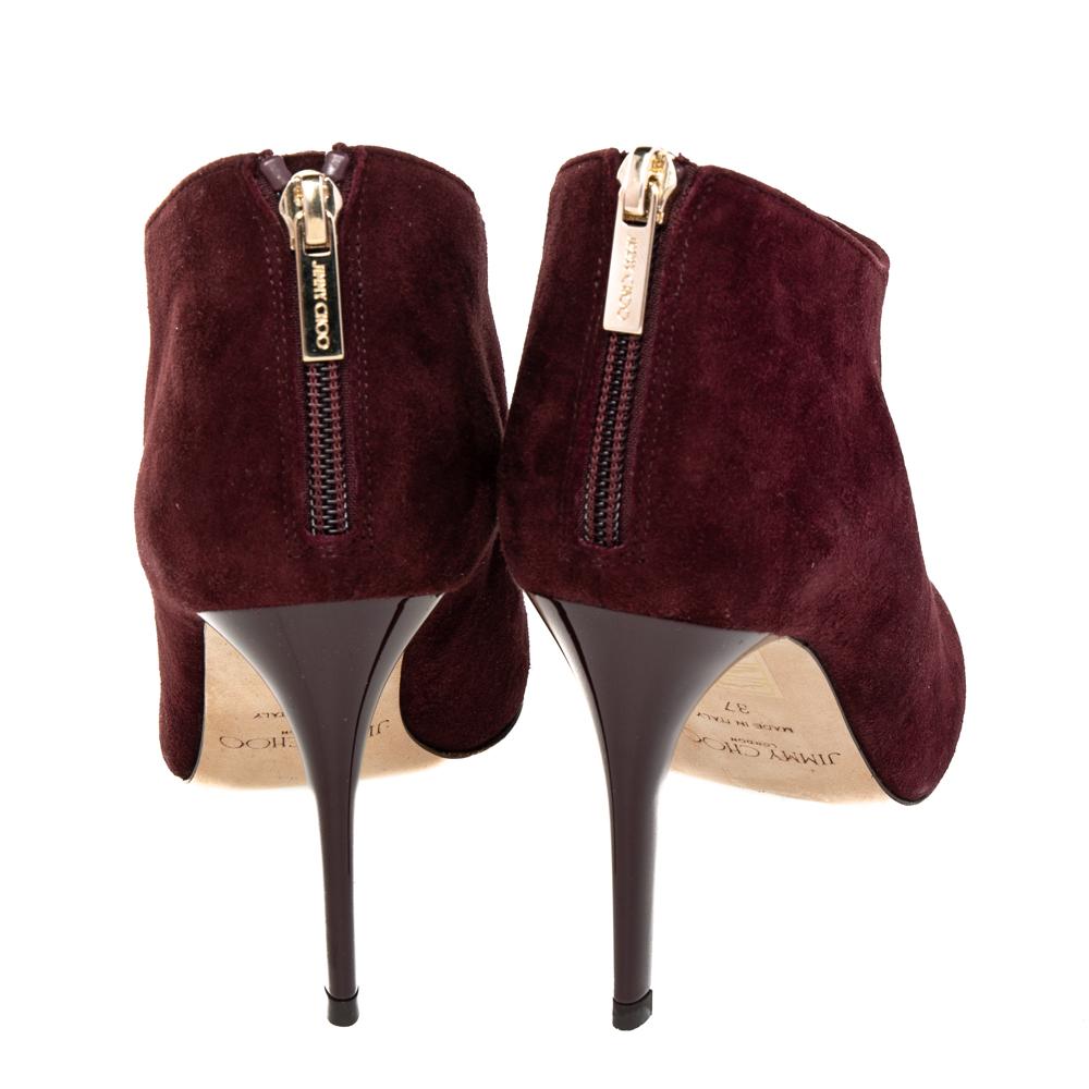 Jimmy Choo Burgundy Suede Ankle Boots Size 37 2