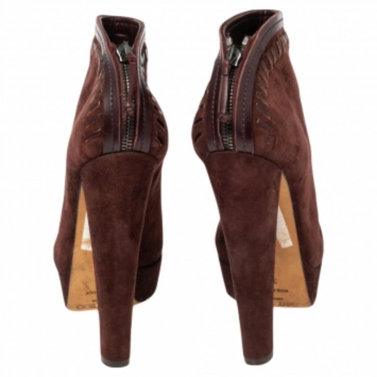 Jimmy Choo Burgundy Suede Back Zipper Ankle  Boots Size 37 2