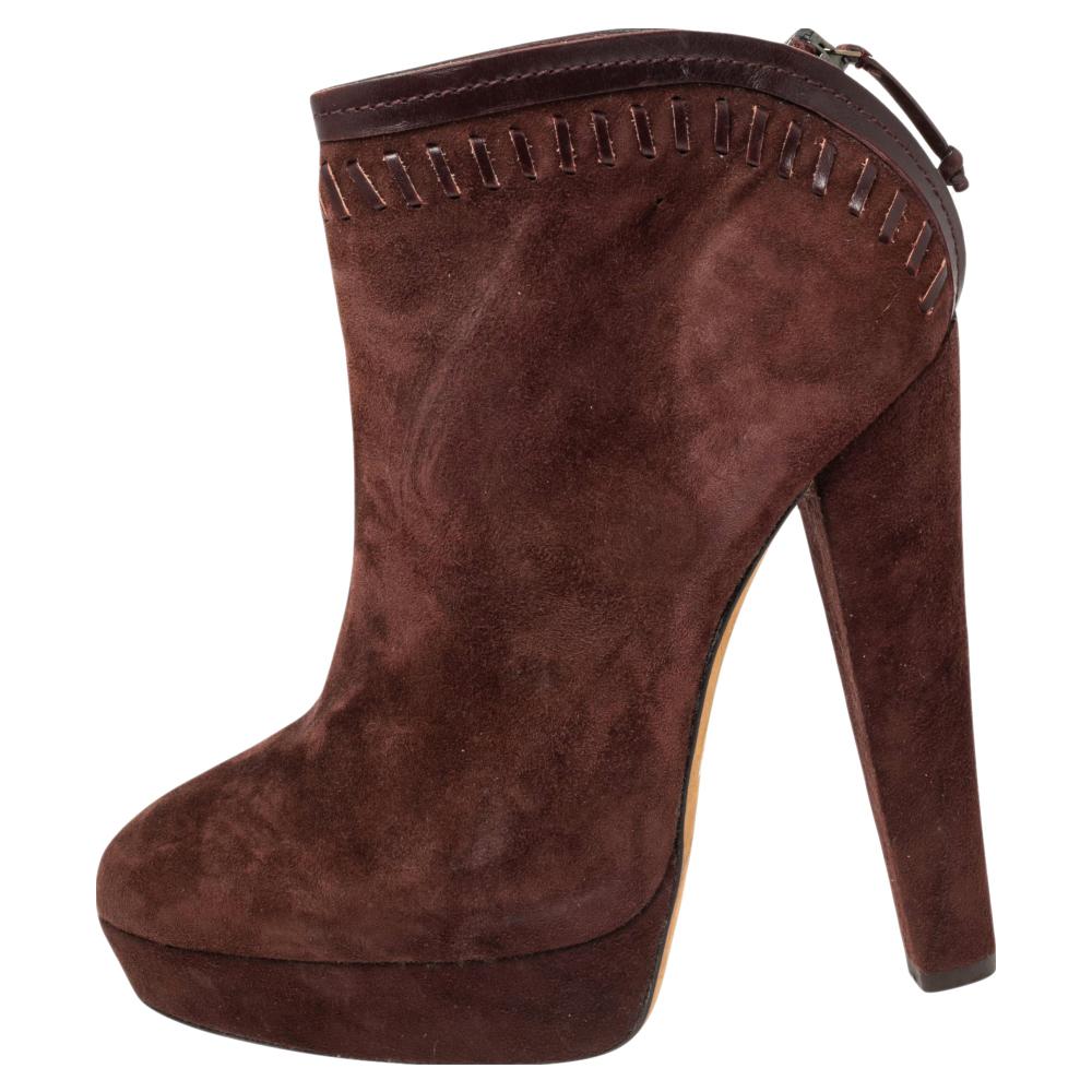 Jimmy Choo Burgundy Suede Back Zipper Ankle Boots Size 37 For Sale 1