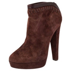 Jimmy Choo Burgundy Suede Back Zipper Ankle Boots Size 37