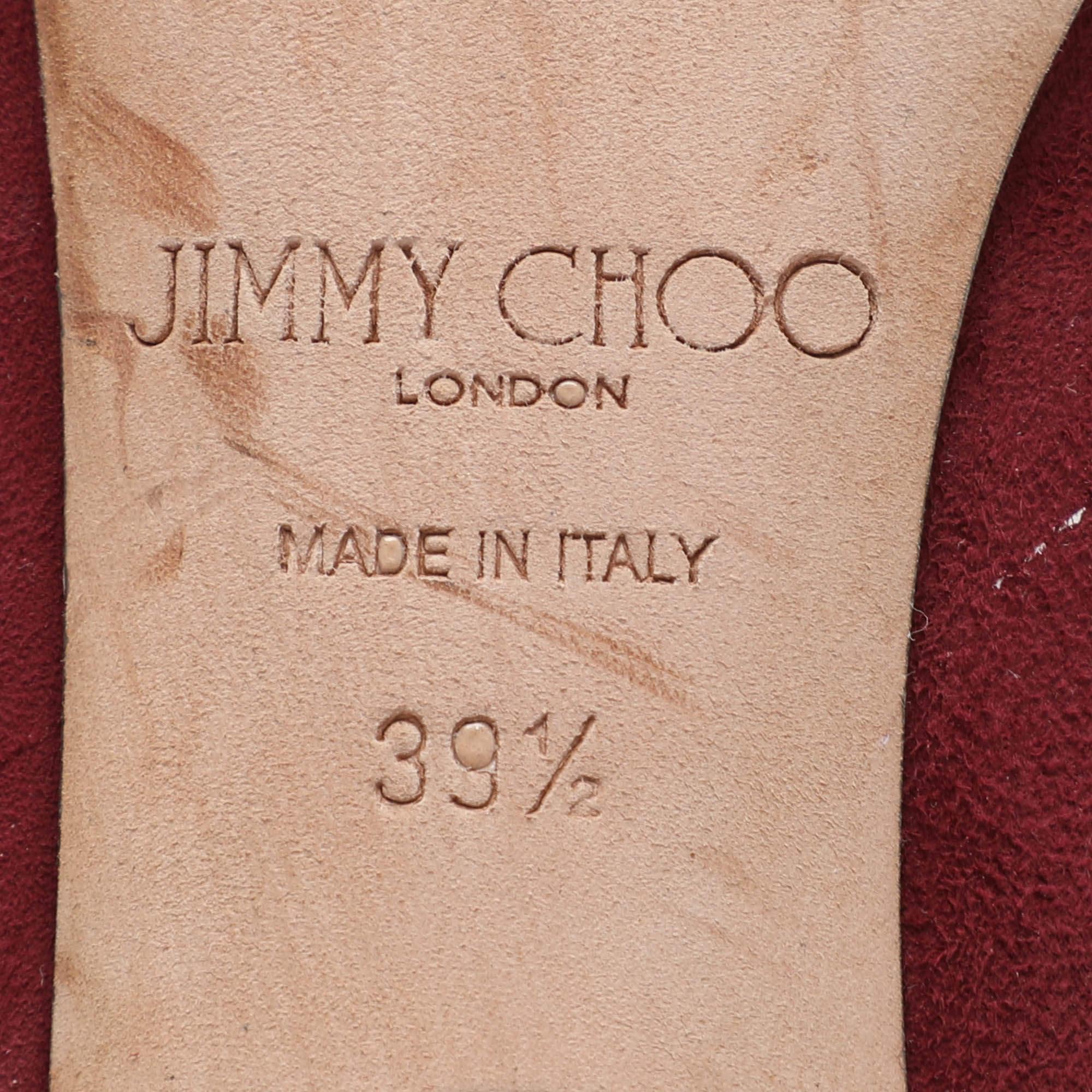 Jimmy Choo Burgundy Suede Pumps Size 39.5 For Sale 3
