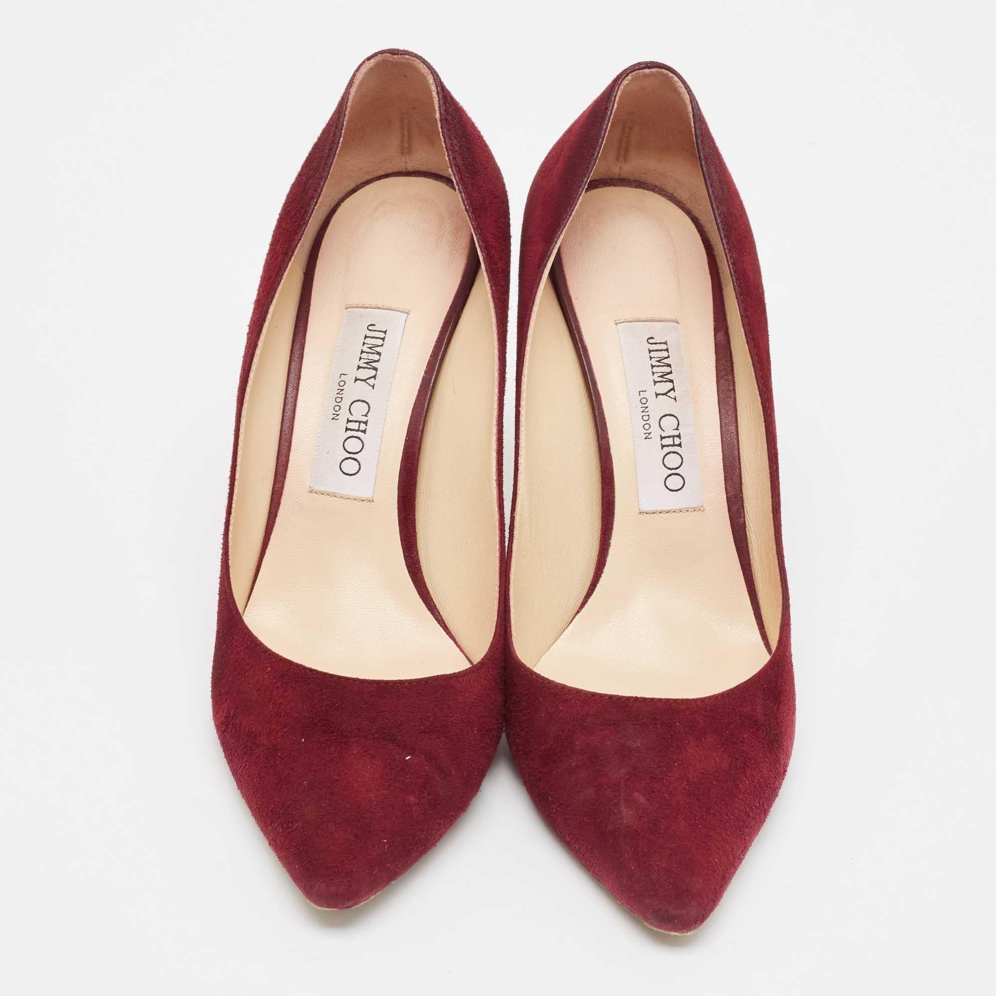 Brown Jimmy Choo Burgundy Suede Romy Pumps Size 38