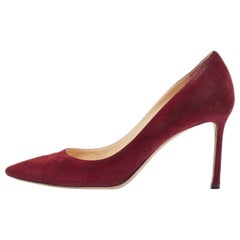 Jimmy Choo Burgundy Suede Romy Pumps Size 38