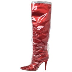 Jimmy Choo C/O Off-White Red Elisabeth Knee Length Pointed Toe Boots Taille 40