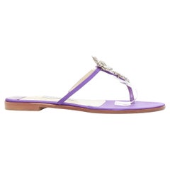 JIMMY CHOO Cache purple satin clear flower crystal evening slipper mules EU38