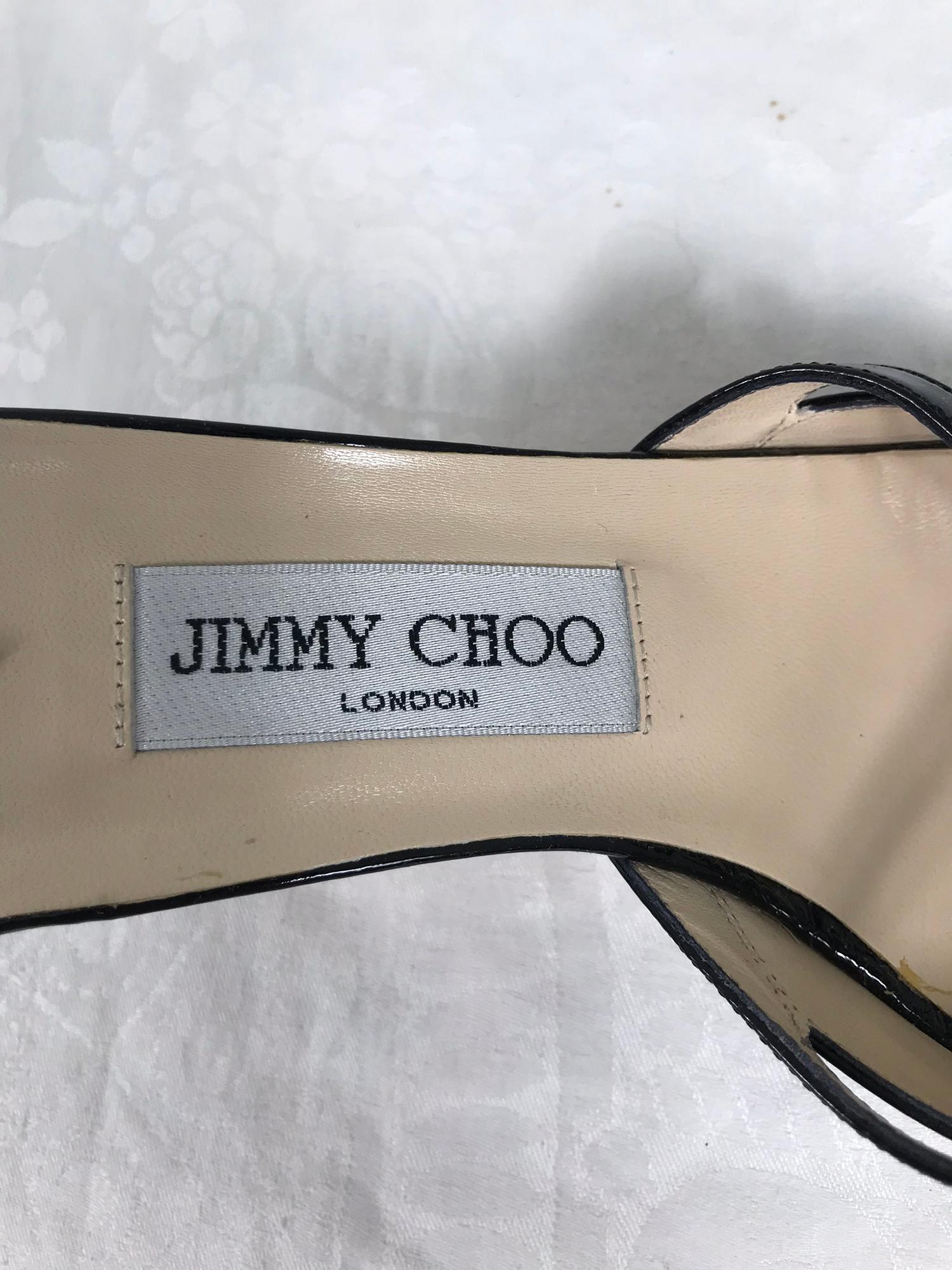 Women's Jimmy Choo Calais.1 Black Patent  High Heel Mules 37