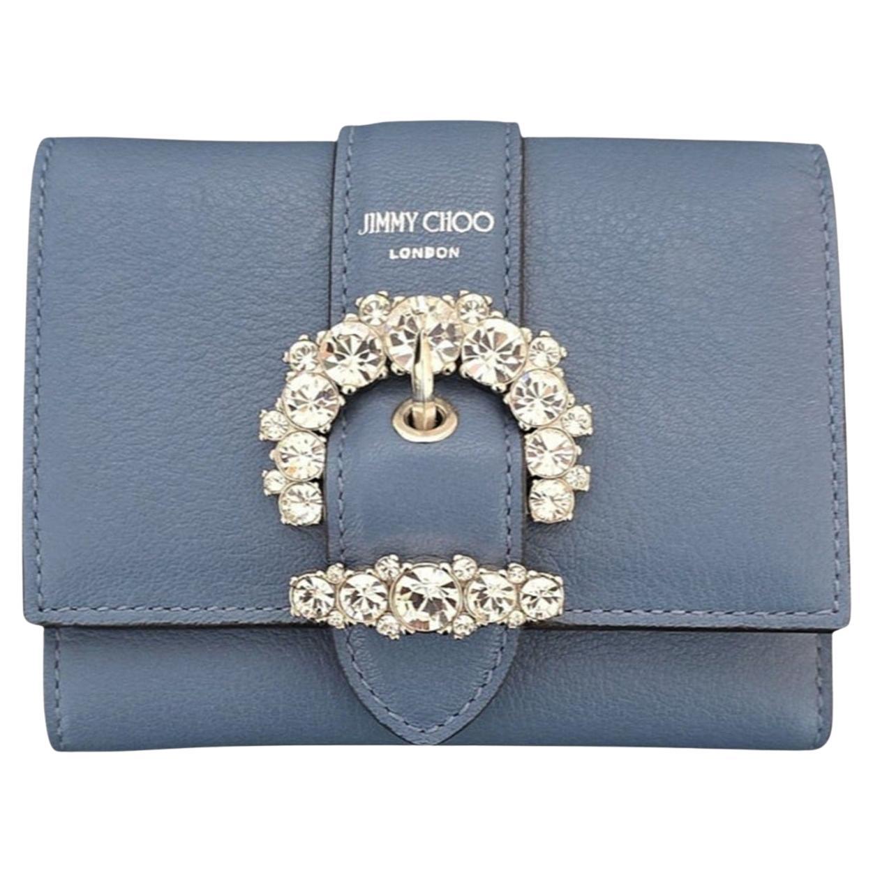 Jimmy Choo Kalbsleder Kristall Cheri kompakte Brieftasche im Angebot