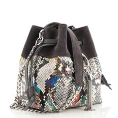 Jimmy Choo Callie Drawstring Bucket Bag Elaphe with Suede Small