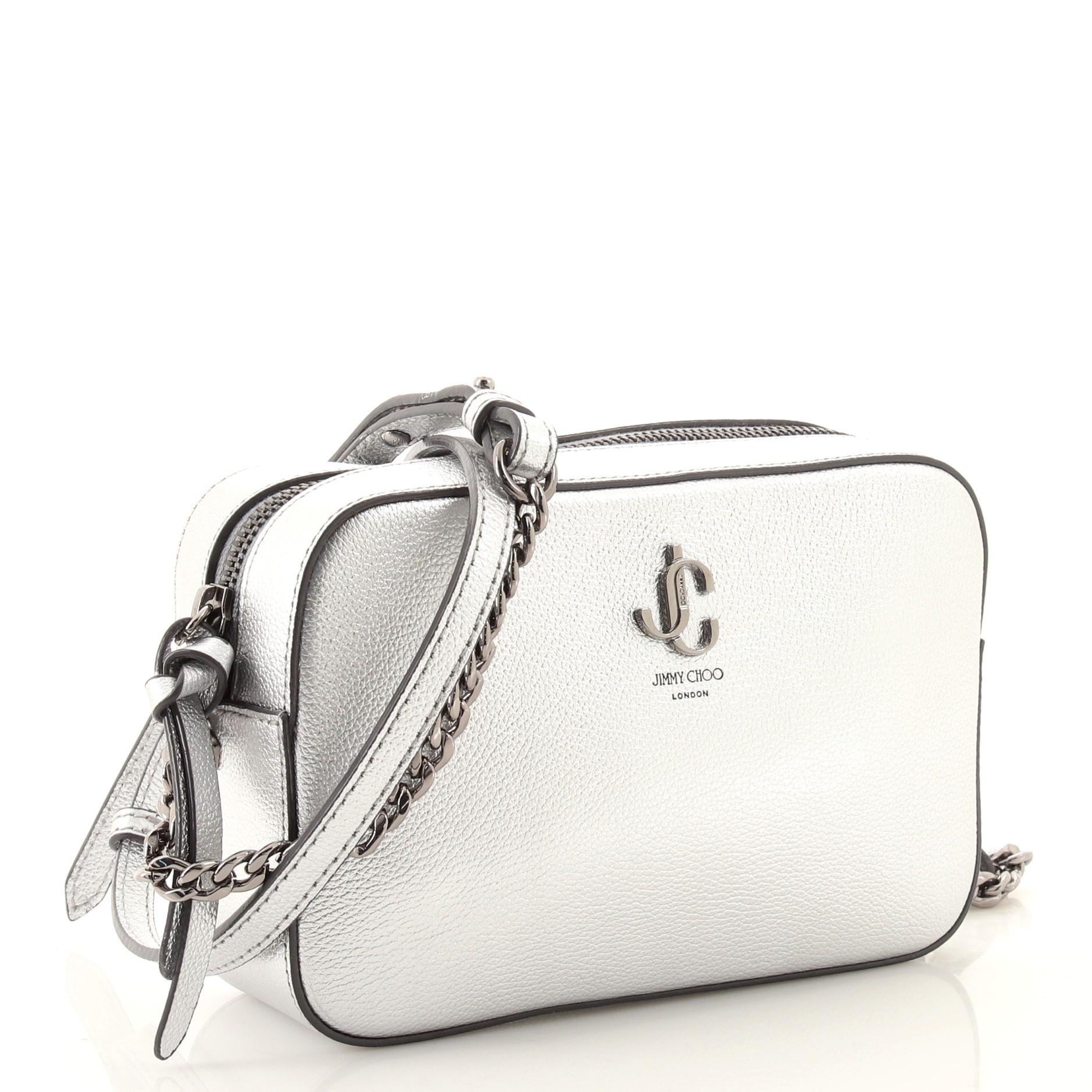 Jimmy Choo Kameratasche aus Leder (Grau)