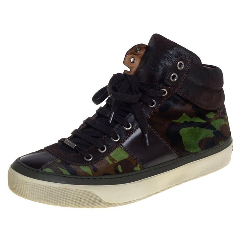 Jimmy Choo Camouflage Printed Pony Hair Belgravia High Top Sneakers