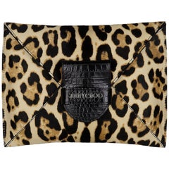 Jimmy Choo Carine Crocodile-Effect Leather and Calf-Hair Clutch