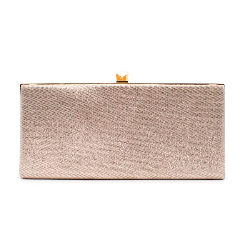 Jimmy Choo Celeste Champagne Gold Tone Glitter Clutch For Sale at